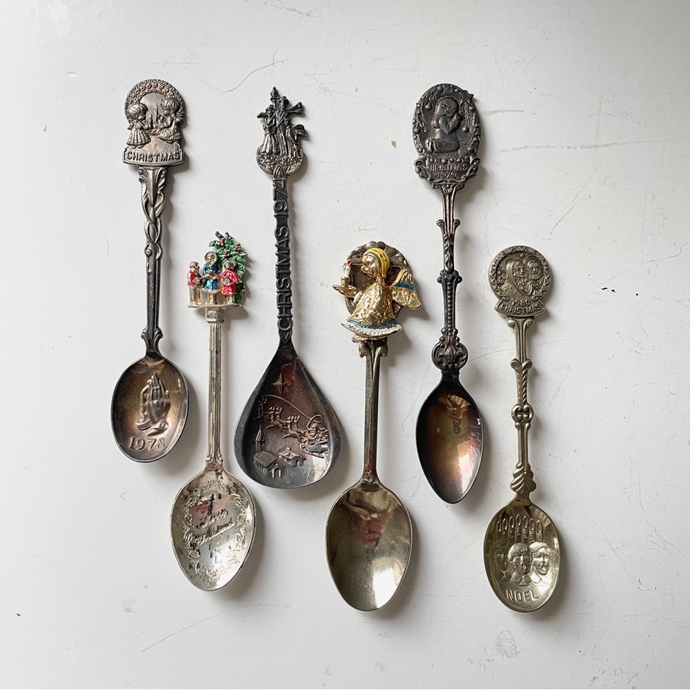 Vintage Christmas Souvenir Spoon Collection 1970-80s Holiday Decor Cottagecore